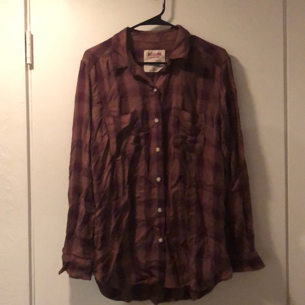 NWT SZ Lrg Mossimo Supply Co. Plaid Boyfriend Top